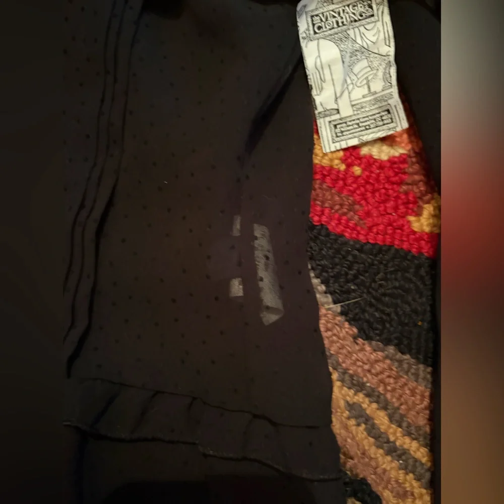 Black Button-Up  dotted swiss chiffon Blouse - Picture 4 of 4